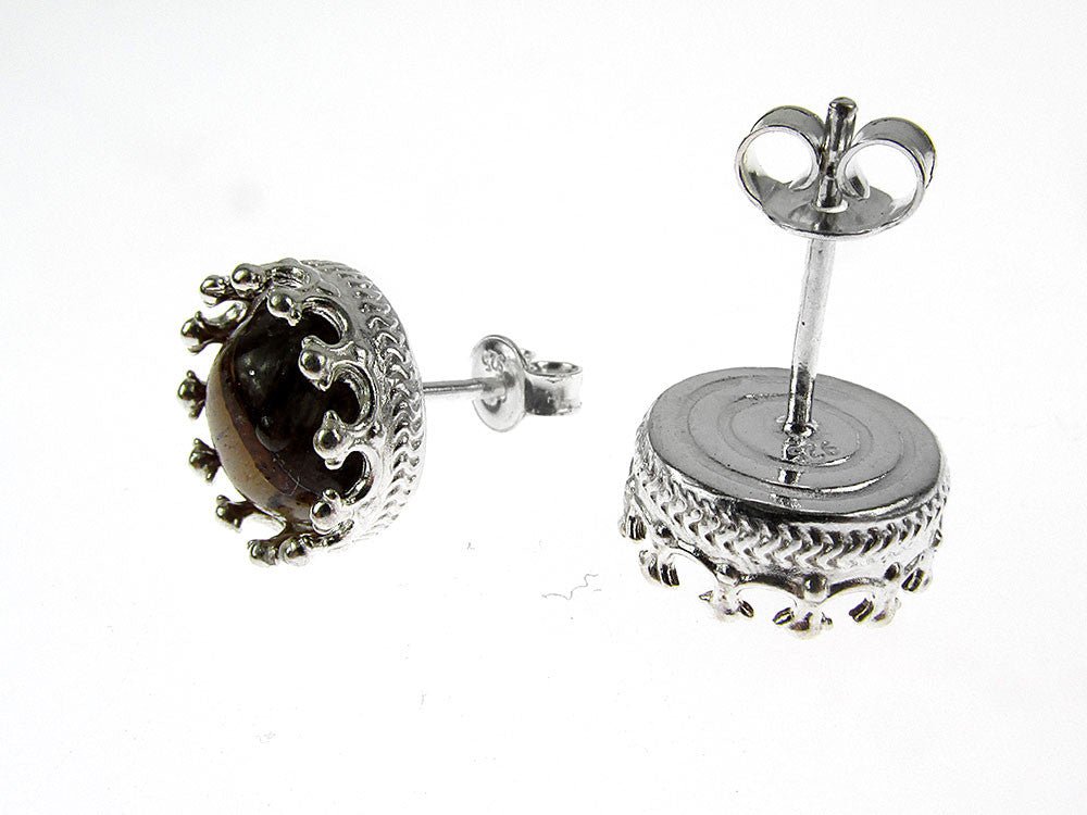 Cercei argint model coroana cu ochi de tigru - GlamBazaar.ro