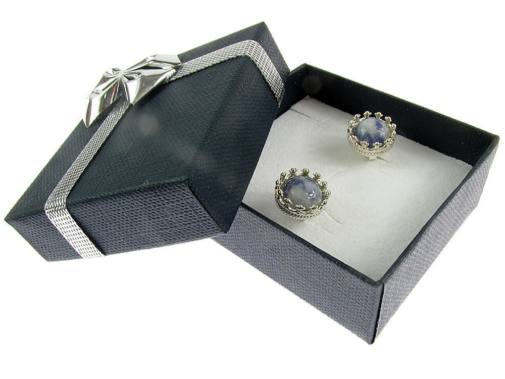 Cercei argint model coroana cu sodalit - GlamBazaar.ro