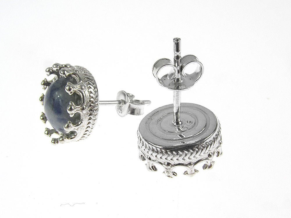 Cercei argint model coroana cu sodalit - GlamBazaar.ro