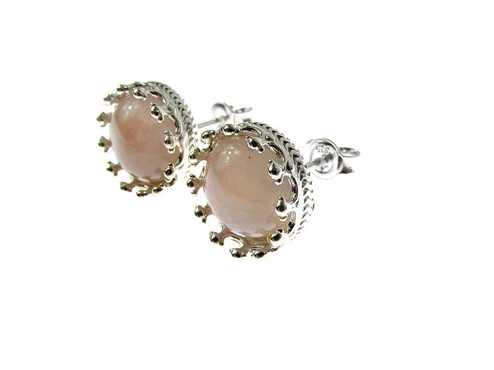 Cercei argint model coroana cuart roz - GlamBazaar.ro