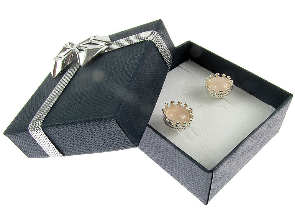 Cercei argint model coroana cuart roz - GlamBazaar.ro