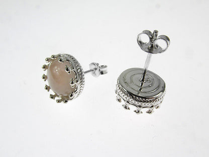 Cercei argint model coroana cuart roz - GlamBazaar.ro