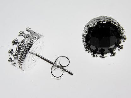 Cercei argint model coroana onix fatetat - GlamBazaar.ro