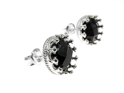 Cercei argint model coroana onix fatetat - GlamBazaar.ro