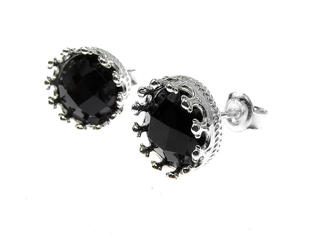 Cercei argint model coroana onix fatetat - GlamBazaar.ro