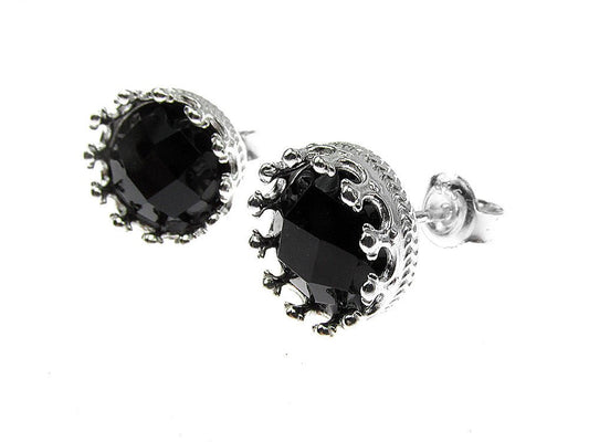 Cercei argint model coroana onix fatetat - GlamBazaar.ro