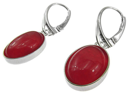 Cercei argint ovali cu agate rosii 14x10 MM - GlamBazaar.ro