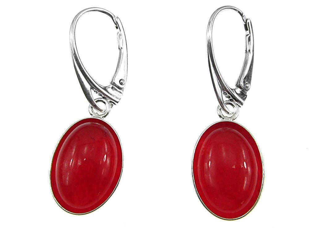 Cercei argint ovali cu agate rosii 14x10 MM - GlamBazaar.ro