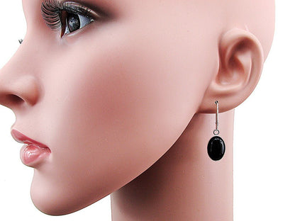 Cercei argint ovali cu onix 14x10 MM - GlamBazaar.ro