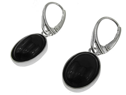 Cercei argint ovali cu onix 14x10 MM - GlamBazaar.ro