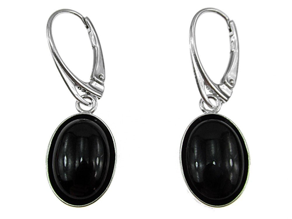 Cercei argint ovali cu onix 14x10 MM - GlamBazaar.ro