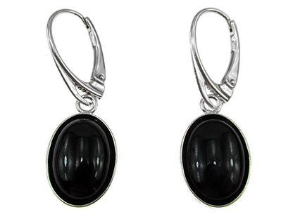Cercei argint ovali cu onix 14x10 MM - GlamBazaar.ro