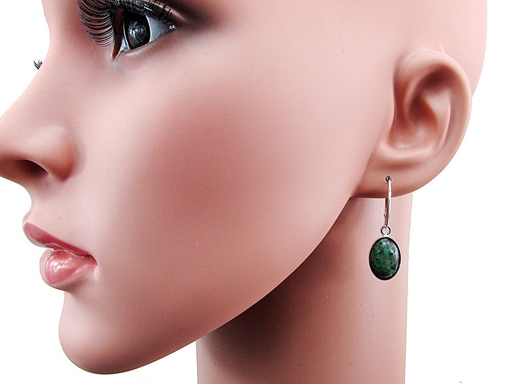 Cercei argint ovali cu rubin zoisit 14x10 MM - GlamBazaar.ro