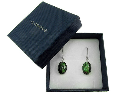 Cercei argint ovali cu rubin zoisit 14x10 MM - GlamBazaar.ro