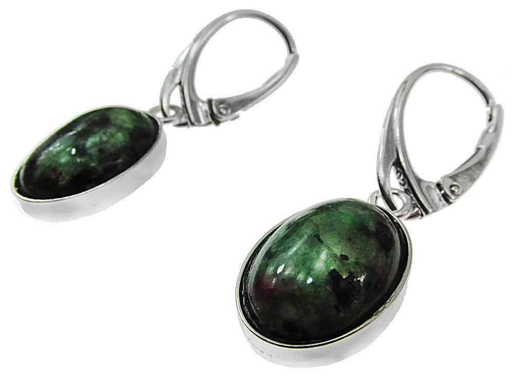 Cercei argint ovali cu rubin zoisit 14x10 MM - GlamBazaar.ro