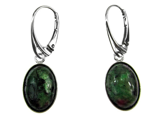 Cercei argint ovali cu rubin zoisit 14x10 MM - GlamBazaar.ro