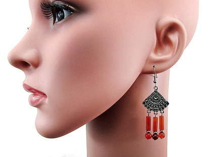 Cercei candelabru Bali cu carneol natural - GlamBazaar.ro