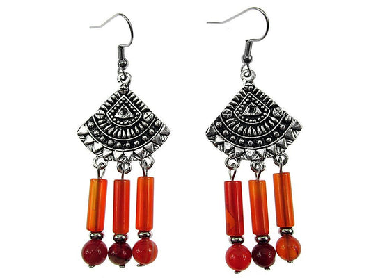 Cercei candelabru Bali cu carneol natural - GlamBazaar.ro