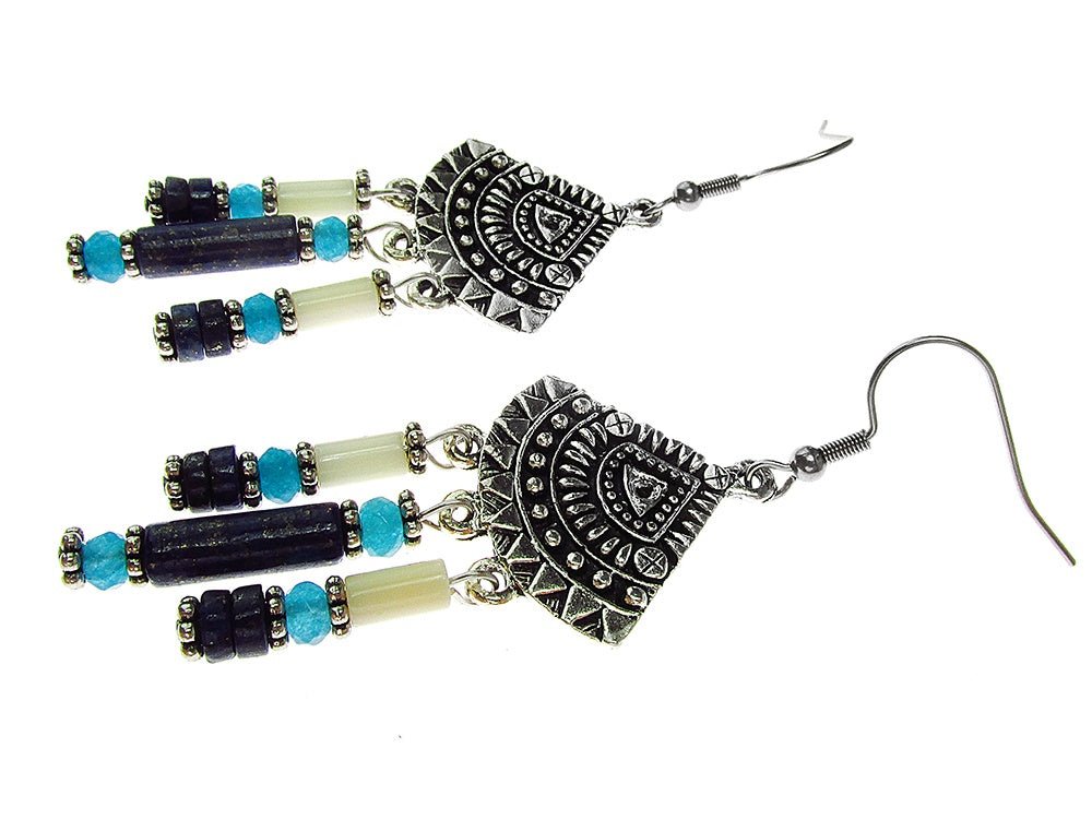 Cercei candelabru Bali cu lapis lazuli - GlamBazaar.ro