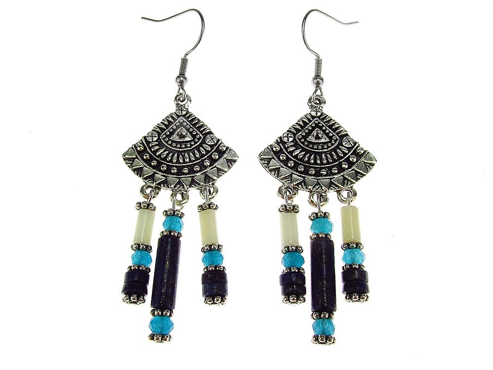 Cercei candelabru Bali cu lapis lazuli - GlamBazaar.ro