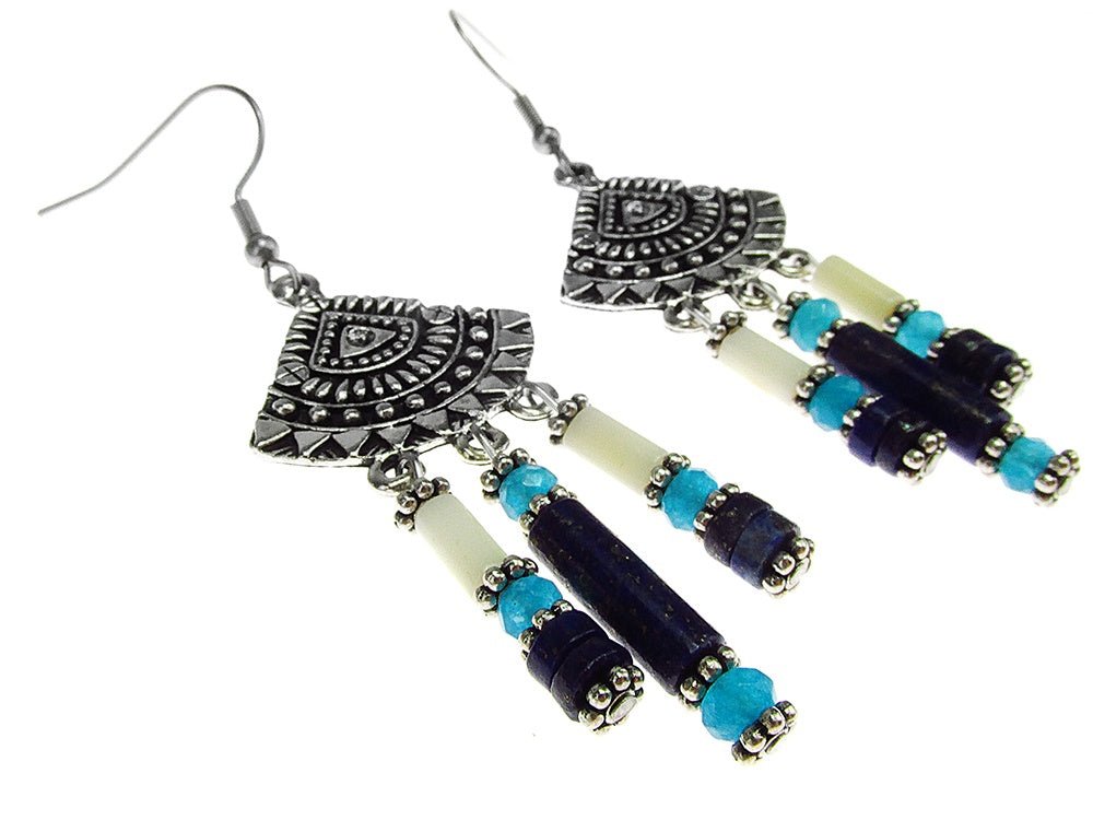 Cercei candelabru Bali cu lapis lazuli - GlamBazaar.ro