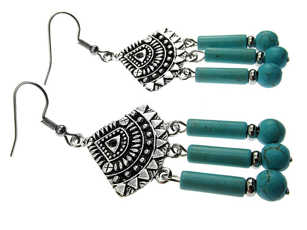 Cercei candelabru Bali cu turcoaze - GlamBazaar.ro