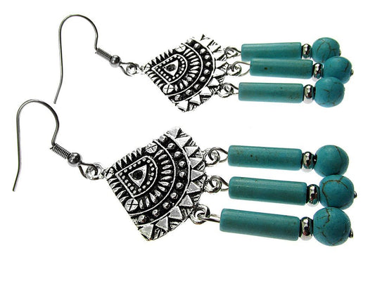 Cercei candelabru Bali cu turcoaze - GlamBazaar.ro