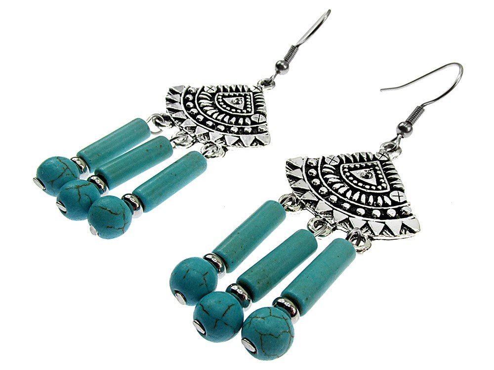 Cercei candelabru Bali cu turcoaze - GlamBazaar.ro