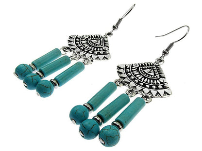 Cercei candelabru Bali cu turcoaze - GlamBazaar.ro