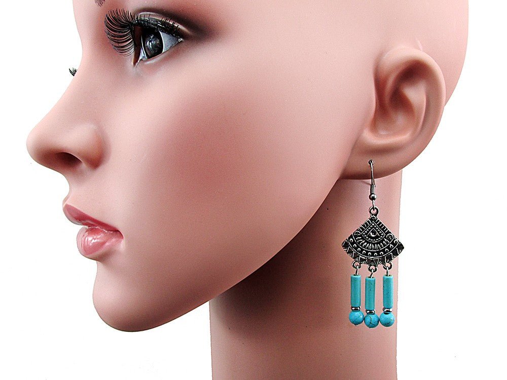 Cercei candelabru Bali cu turcoaze - GlamBazaar.ro