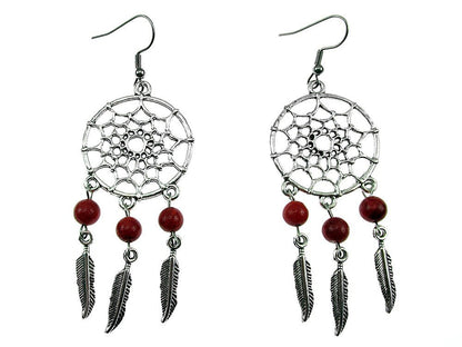 Cercei candelabru Dreamcatcher cu coral poros natural - GlamBazaar.ro