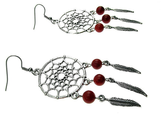 Cercei candelabru Dreamcatcher cu coral poros natural - GlamBazaar.ro