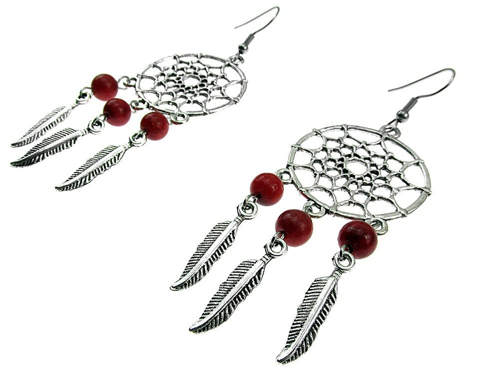 Cercei candelabru Dreamcatcher cu coral poros natural - GlamBazaar.ro