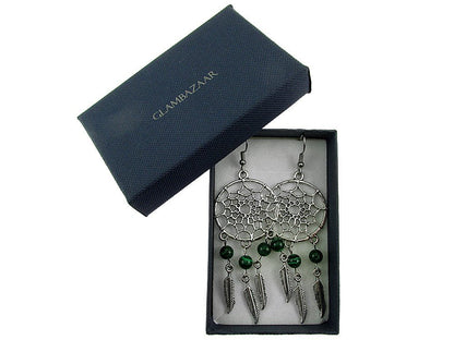 Cercei candelabru Dreamcatcher cu malachit - GlamBazaar.ro