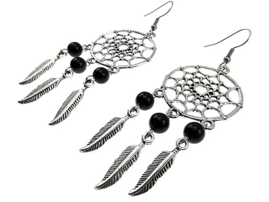 Cercei candelabru Dreamcatcher cu onix natural - GlamBazaar.ro