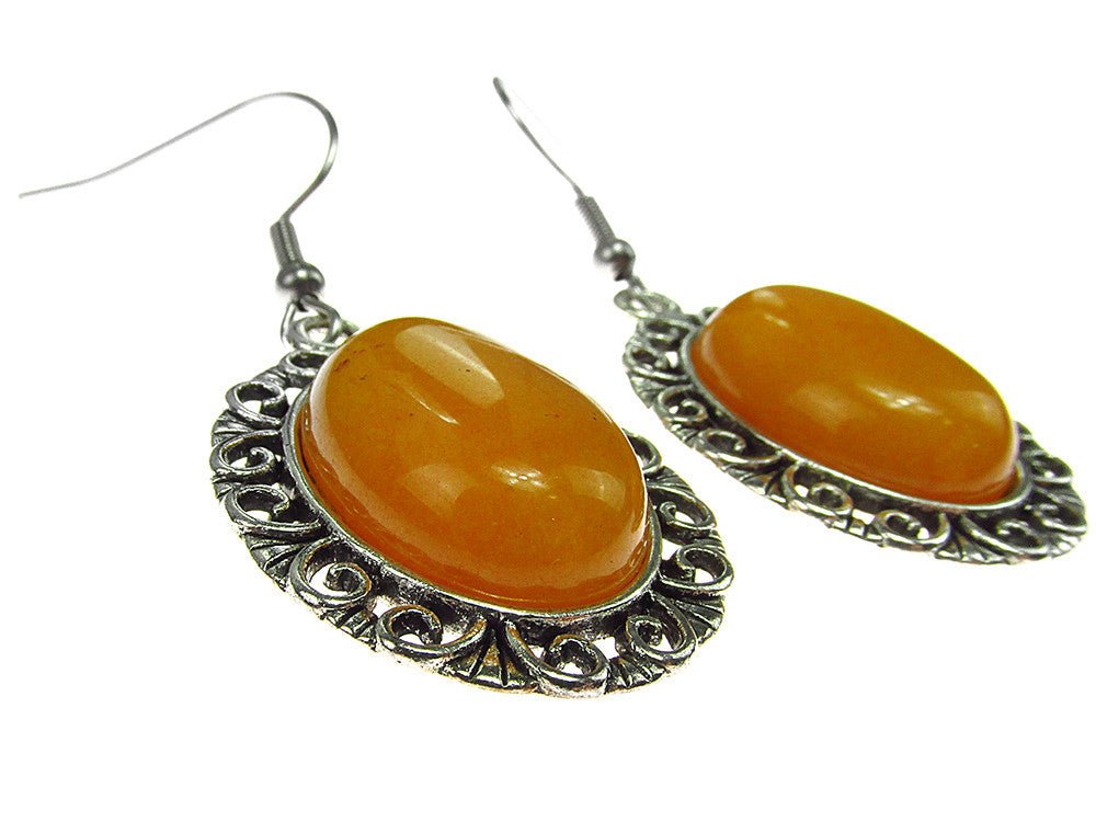 Cercei candelabru filigran cu jad galben - GlamBazaar.ro