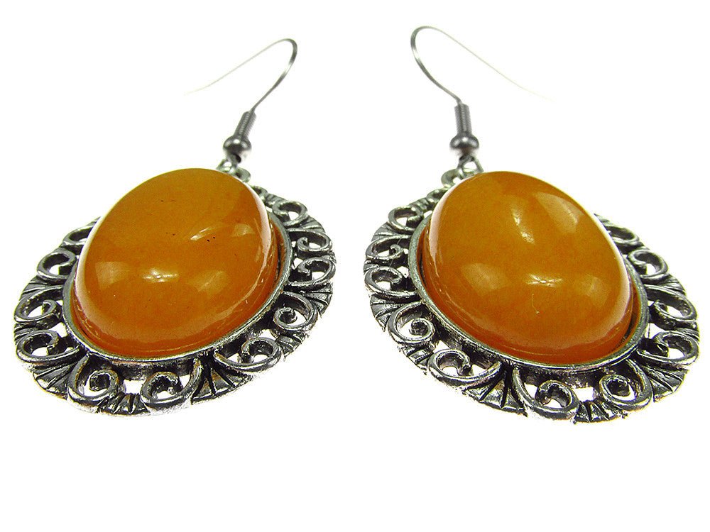 Cercei candelabru filigran cu jad galben - GlamBazaar.ro