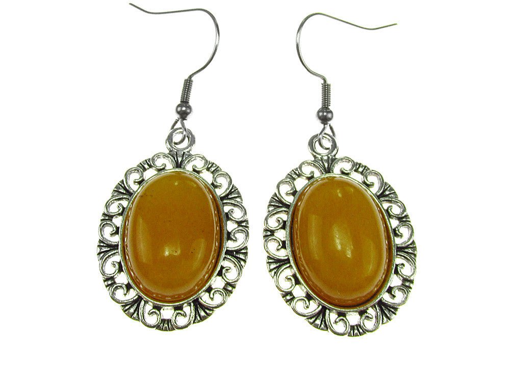 Cercei candelabru filigran cu jad galben - GlamBazaar.ro