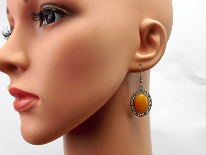 Cercei candelabru filigran cu jad galben - GlamBazaar.ro