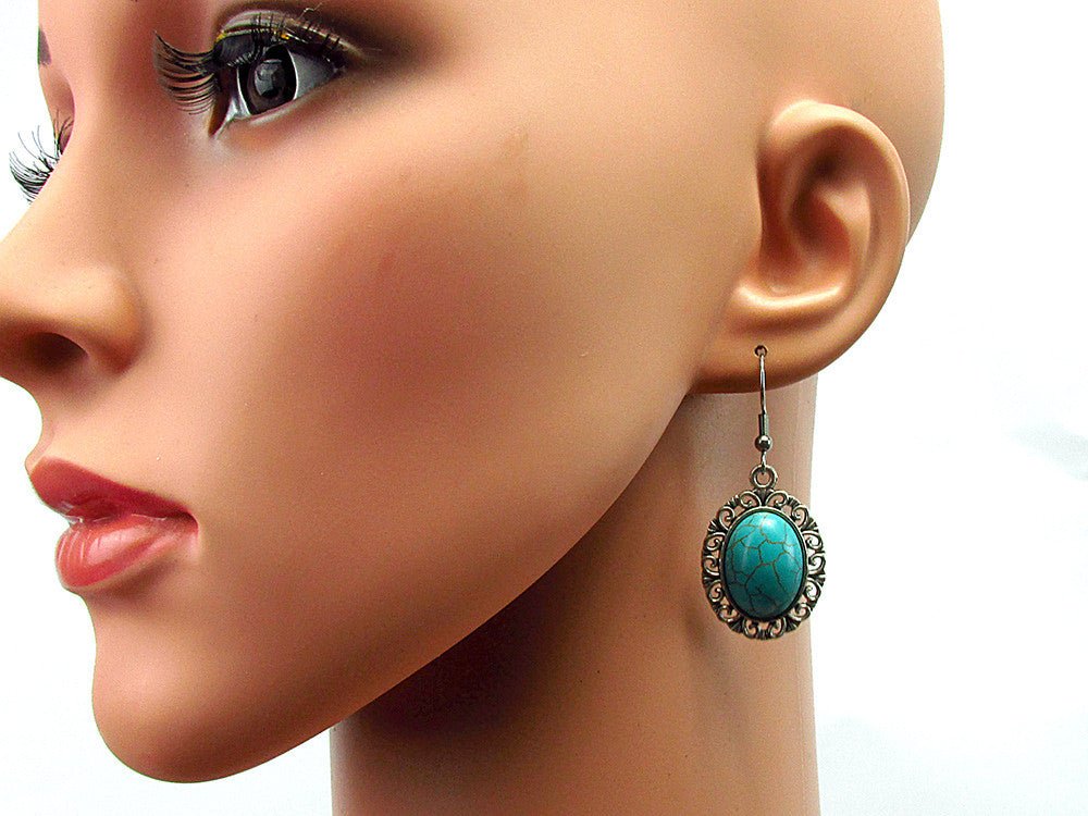 Cercei candelabru filigran cu turcoaze - GlamBazaar.ro