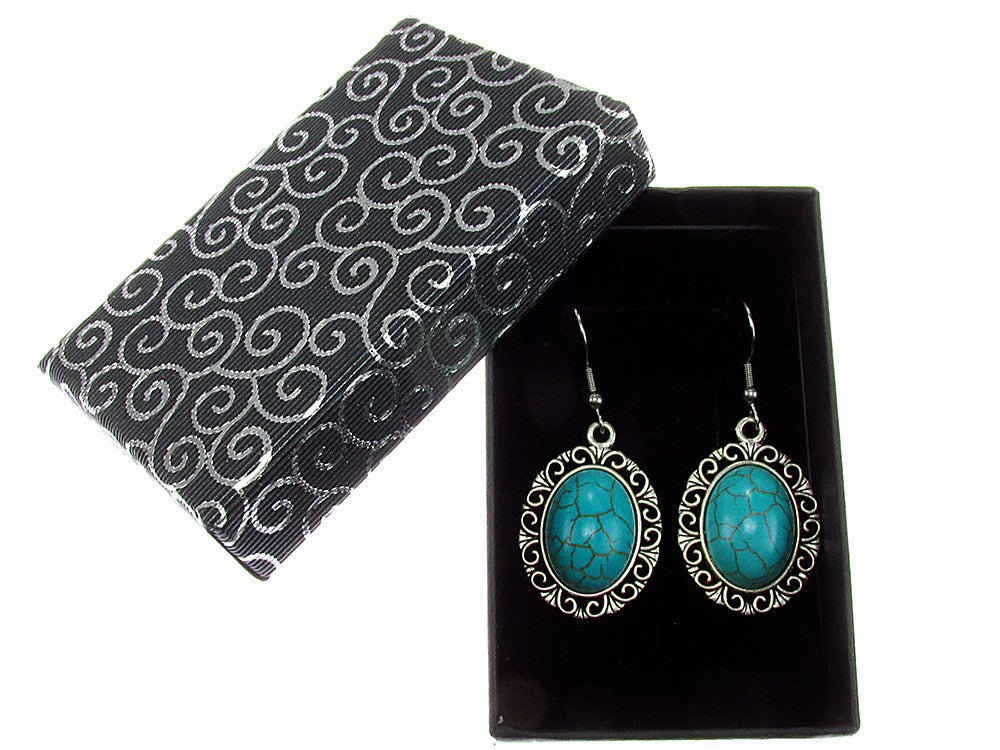 Cercei candelabru filigran cu turcoaze - GlamBazaar.ro