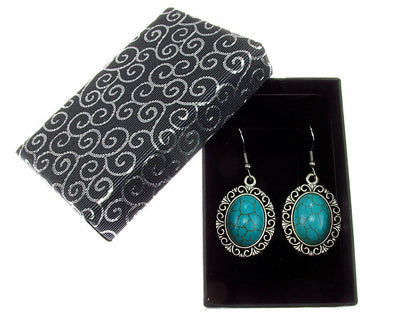 Cercei candelabru filigran cu turcoaze - GlamBazaar.ro