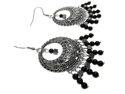 Cercei candelabru India cu onix si hematit - GlamBazaar.ro