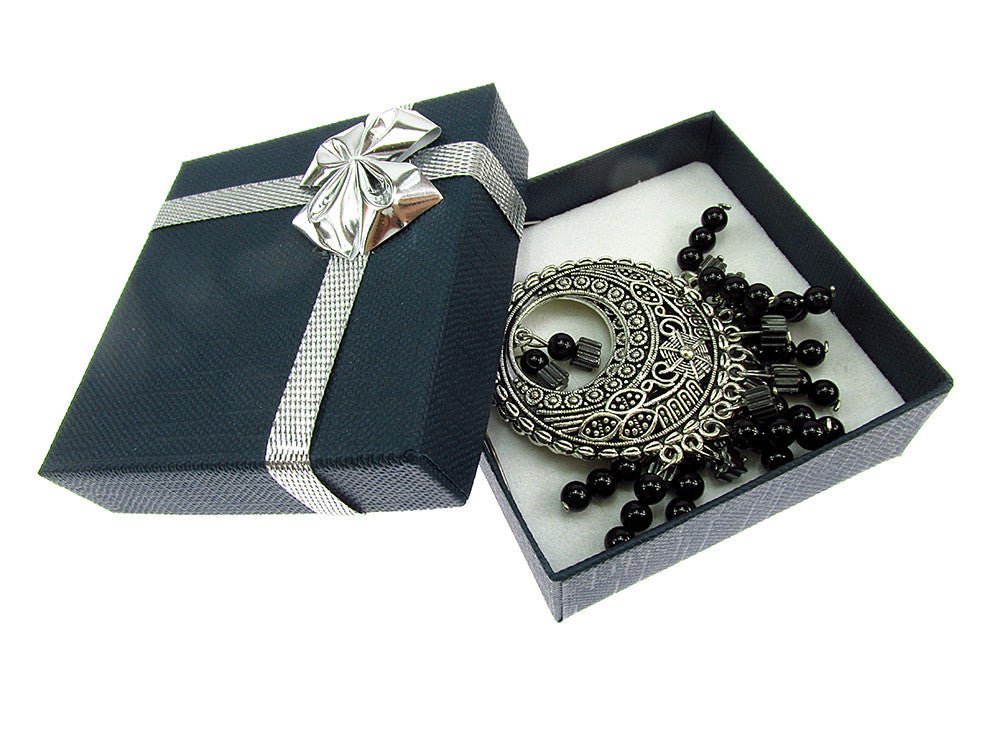 Cercei candelabru India cu onix si hematit - GlamBazaar.ro