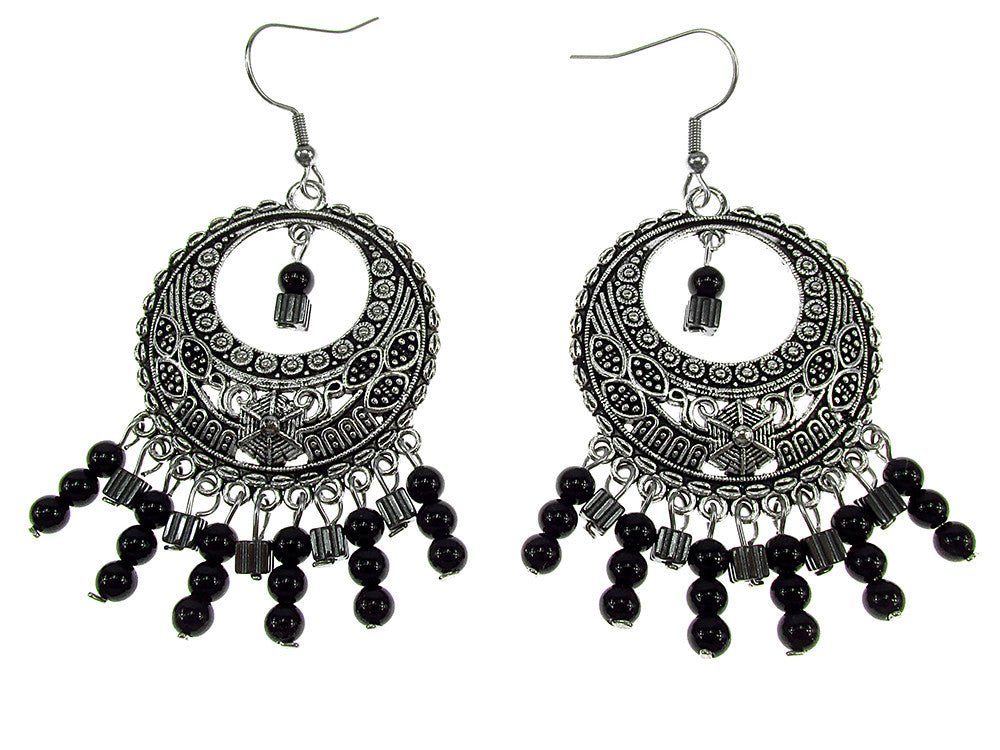 Cercei candelabru India cu onix si hematit - GlamBazaar.ro