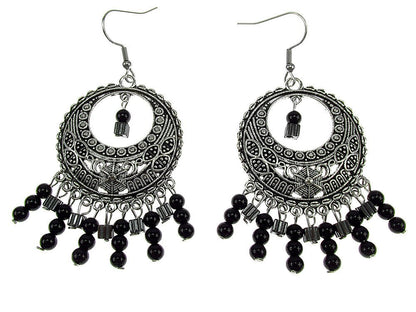 Cercei candelabru India cu onix si hematit - GlamBazaar.ro