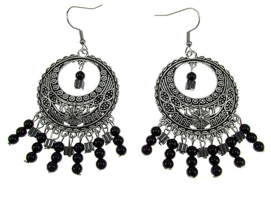 Cercei candelabru India cu onix si hematit - GlamBazaar.ro