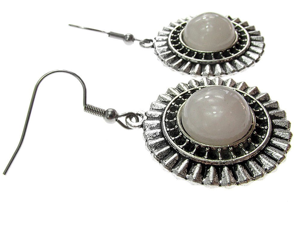 Cercei candelabru model raze cu cuart roz natural - GlamBazaar.ro