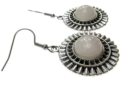 Cercei candelabru model raze cu cuart roz natural - GlamBazaar.ro