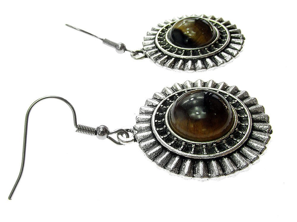 Cercei candelabru model raze cu ochi de tigru natural - GlamBazaar.ro